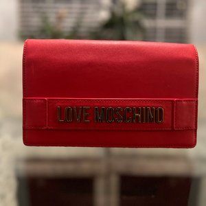 Moschino Red Evening Bag Logo Lettering One Size